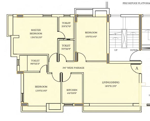 Floor plan of 3 BHK 1634 Sq. Ft. Apartment in Shivam Astera, Kolkata