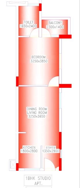 Floor plan of 1 BHK 722 Sq. Ft. Apartment in Shrachi Greenwood Elements, Kolkata