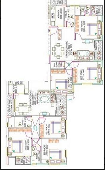 Floor plan of 3 BHK 1163 Sq. Ft. Apartment in Shrachi Greenwood Sonata, Kolkata