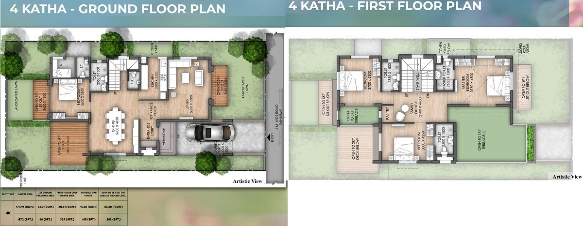 Floor plan of 4 BHK 2481 Sq. Ft. Villa in Shrachi Newtown Villas, Kolkata