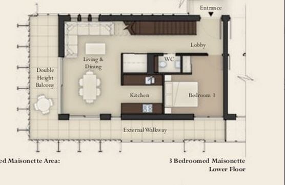 Floor plan of 3 BHK 2520 Sq. Ft. Apartment in Shrachi Restello, Kolkata