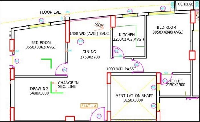 Floor plan of 2 BHK 1600 Sq. Ft. Apartment in Shrachi Rosedale Executive Apartment, Kolkata
