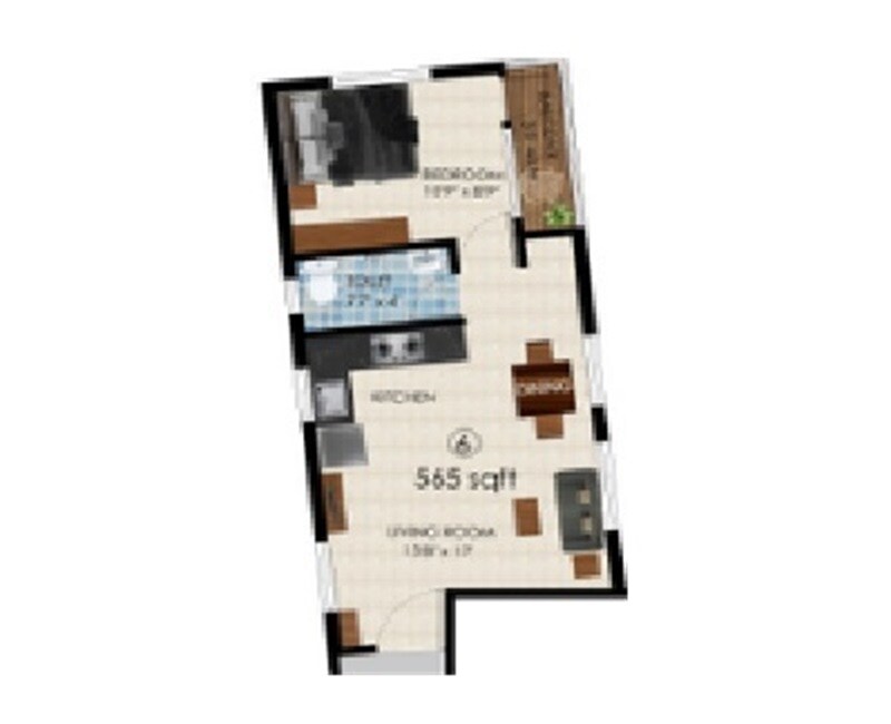 1 BHK 565 Sq. Ft. Apartment