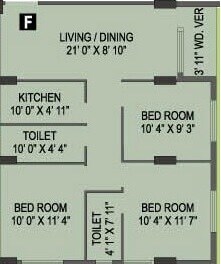 Floor plan of 3 BHK 1203 Sq. Ft. Apartment in Shreshta Garden, Kolkata
