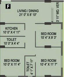 Floor plan of 3 BHK 1203 Sq. Ft. Apartment in Shrestha Garden Phase 4, Kolkata