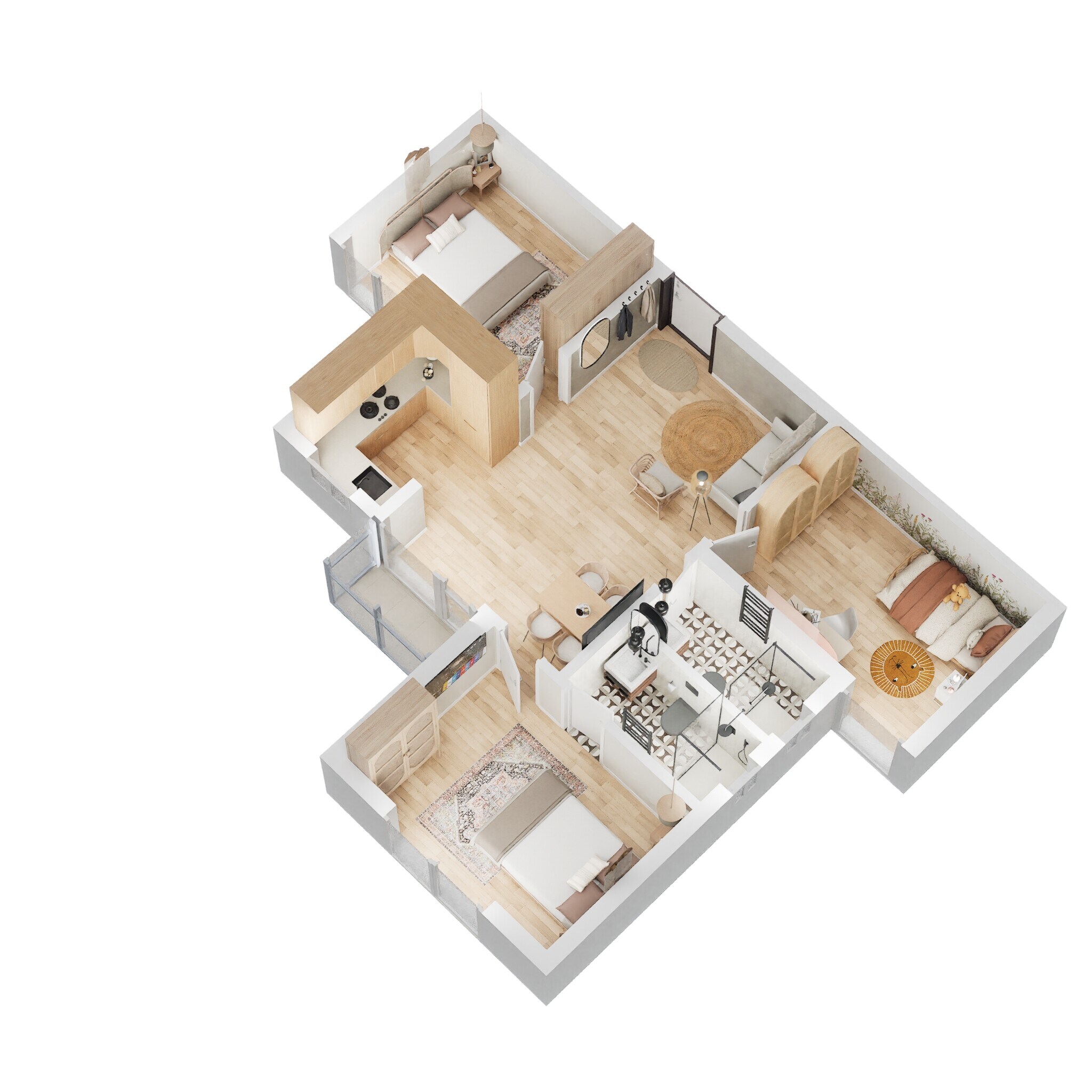 Floor plan of 3 BHK 840 Sq. Ft. Apartment in Shriram Sunshine One, Kolkata