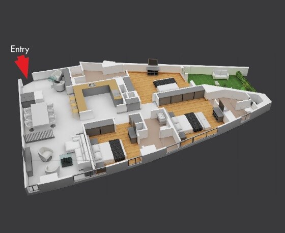 Floor plan of 3 BHK 2250 Sq. Ft. Apartment in Shristi The V, Kolkata