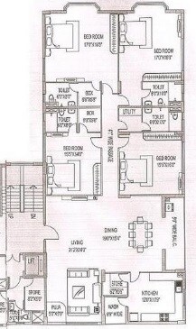 Floor plan of 4 BHK 3760 Sq. Ft. Apartment in Siddha Arch Shivam, Kolkata