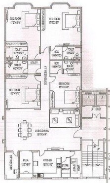 Floor plan of 4 BHK 3800 Sq. Ft. Apartment in Siddha Arch Shivam, Kolkata