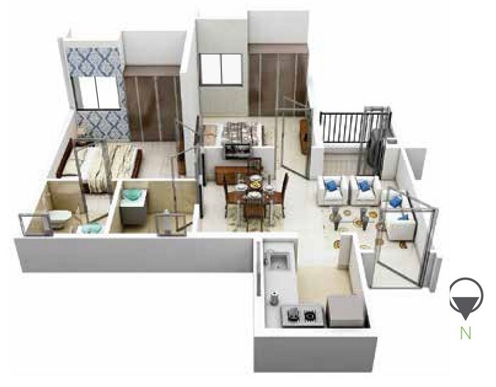 2 BHK 910 Sq. Ft. Apartment