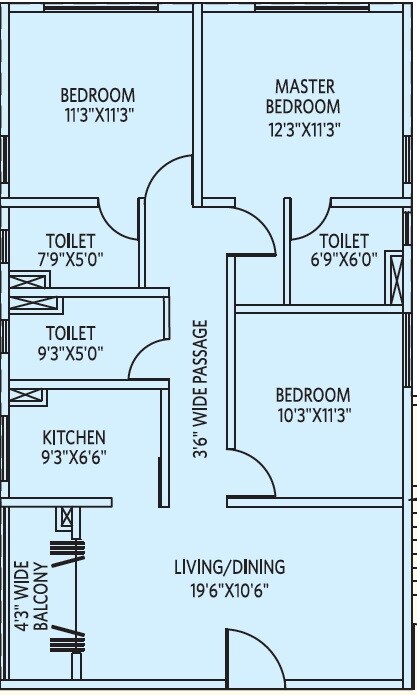 3 BHK 1295 Sq. Ft. Apartment