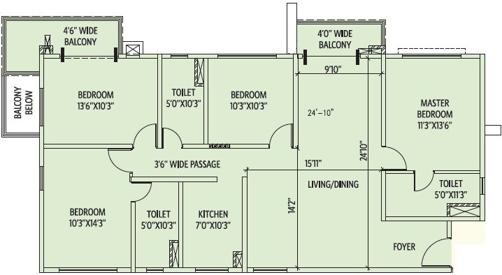 4 BHK 1935 Sq. Ft. Apartment