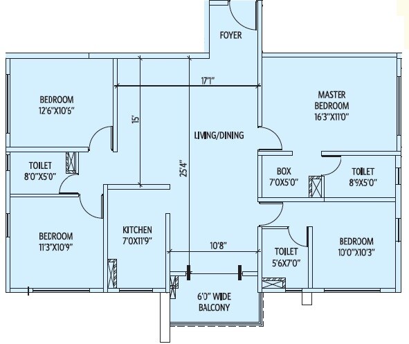 4 BHK 1950 Sq. Ft. Apartment