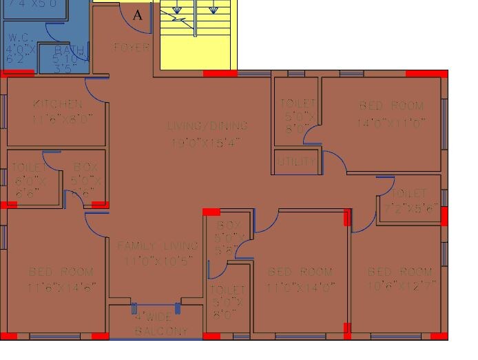 Floor plan of 4 BHK 2315 Sq. Ft. Apartment in Siddha Silver Pines, Kolkata