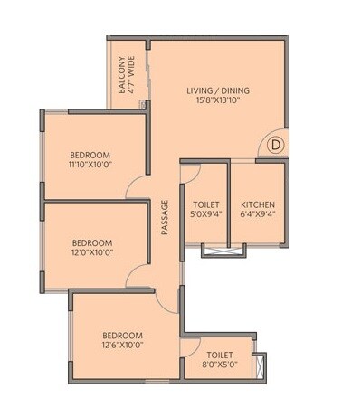 3 BHK 1290 Sq. Ft. Apartment