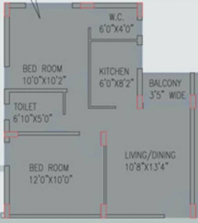 Floor plan of 2 BHK 860 Sq. Ft. Apartment in Siddha Town, Kolkata