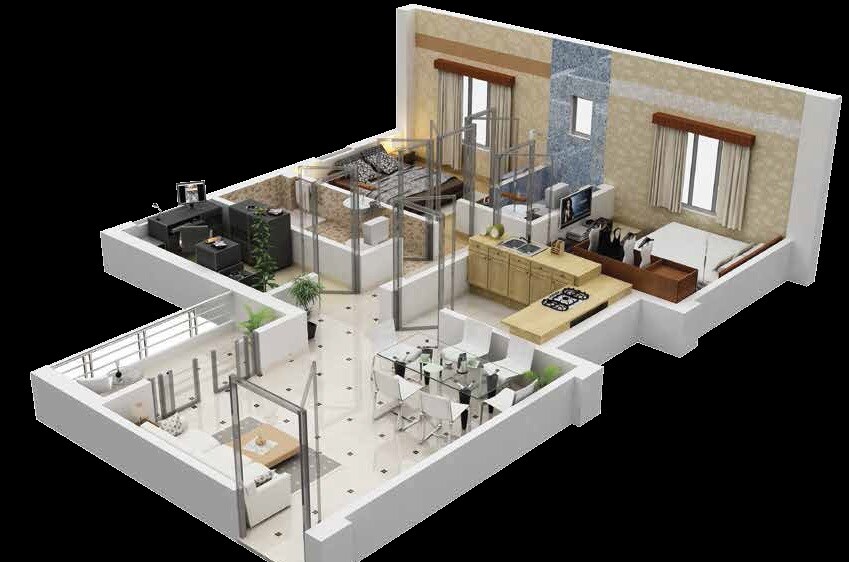 Floor plan of 2 BHK 1080 Sq. Ft. Apartment in Siddha Town Madhyamgram, Kolkata