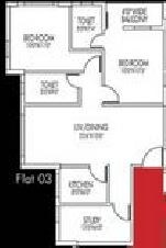 Floor plan of 2 BHK 1150 Sq. Ft. Apartment in Siddha Xanadu Condominium, Kolkata