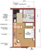 Floor plan of 560 Sq. Ft. Studio in Siddha Xanadu Studio, Kolkata