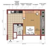 Floor plan of 770 Sq. Ft. Studio in Siddha Xanadu Studio, Kolkata