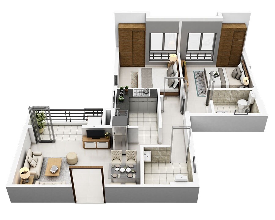 2 BHK 897 Sq. Ft. Apartment