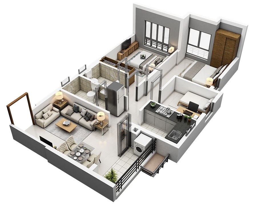 2 BHK 1047 Sq. Ft. Apartment