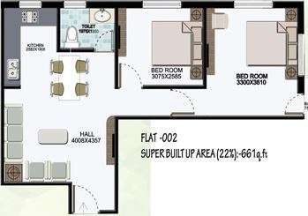sk developer singur mega city apartment 2bhk 661sqft