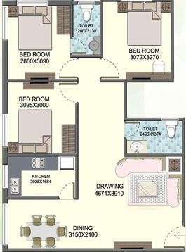 sk developer singur mega city apartment 3bhk 1068sqft