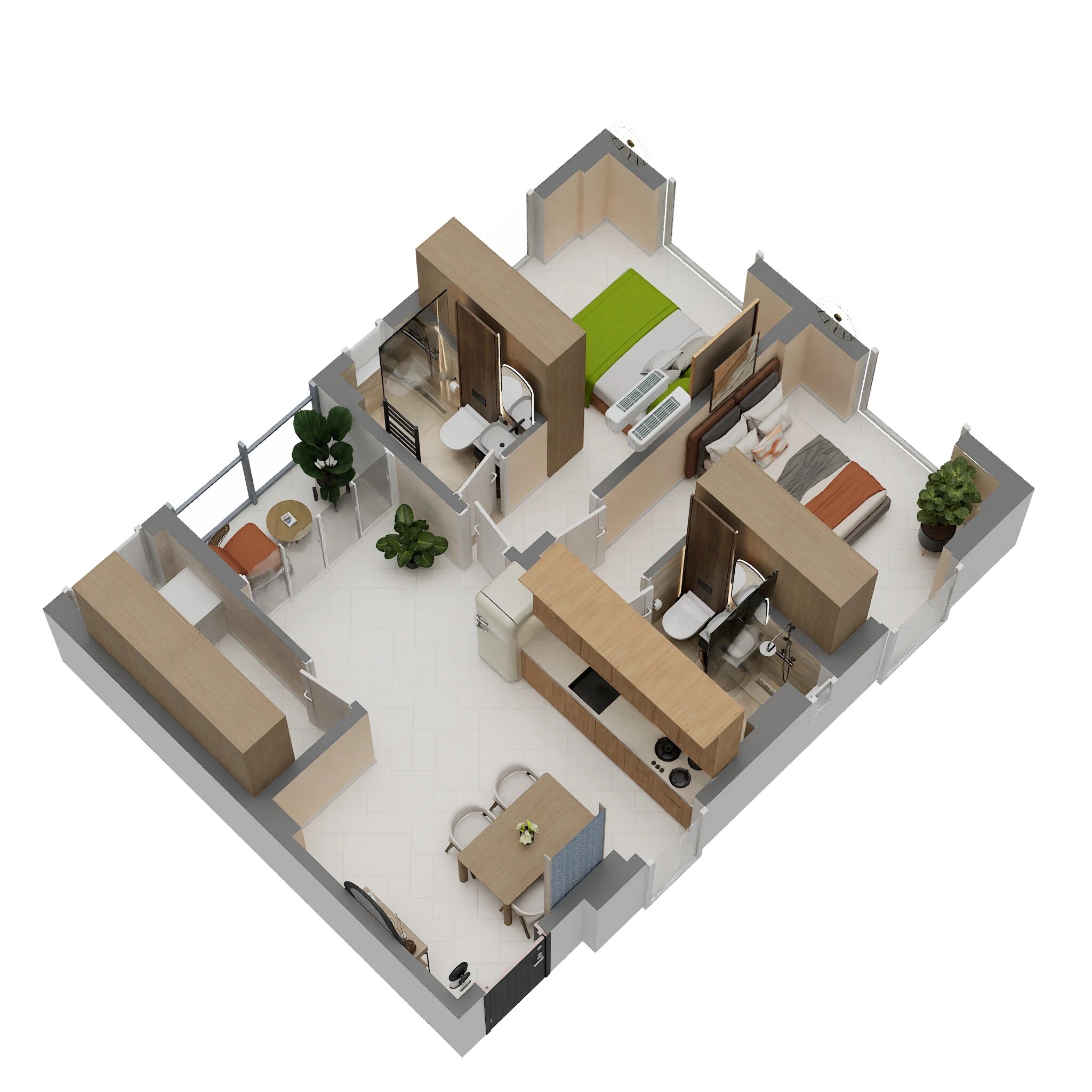 Floor plan of 2 BHK 771 Sq. Ft. Apartment in Skyline Imperia, Kolkata