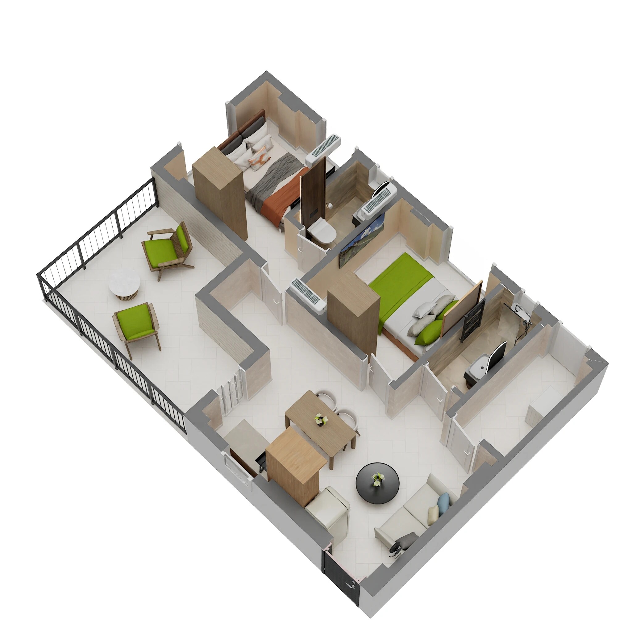 Floor plan of 2 BHK 954 Sq. Ft. Apartment in Skyline Imperia, Kolkata