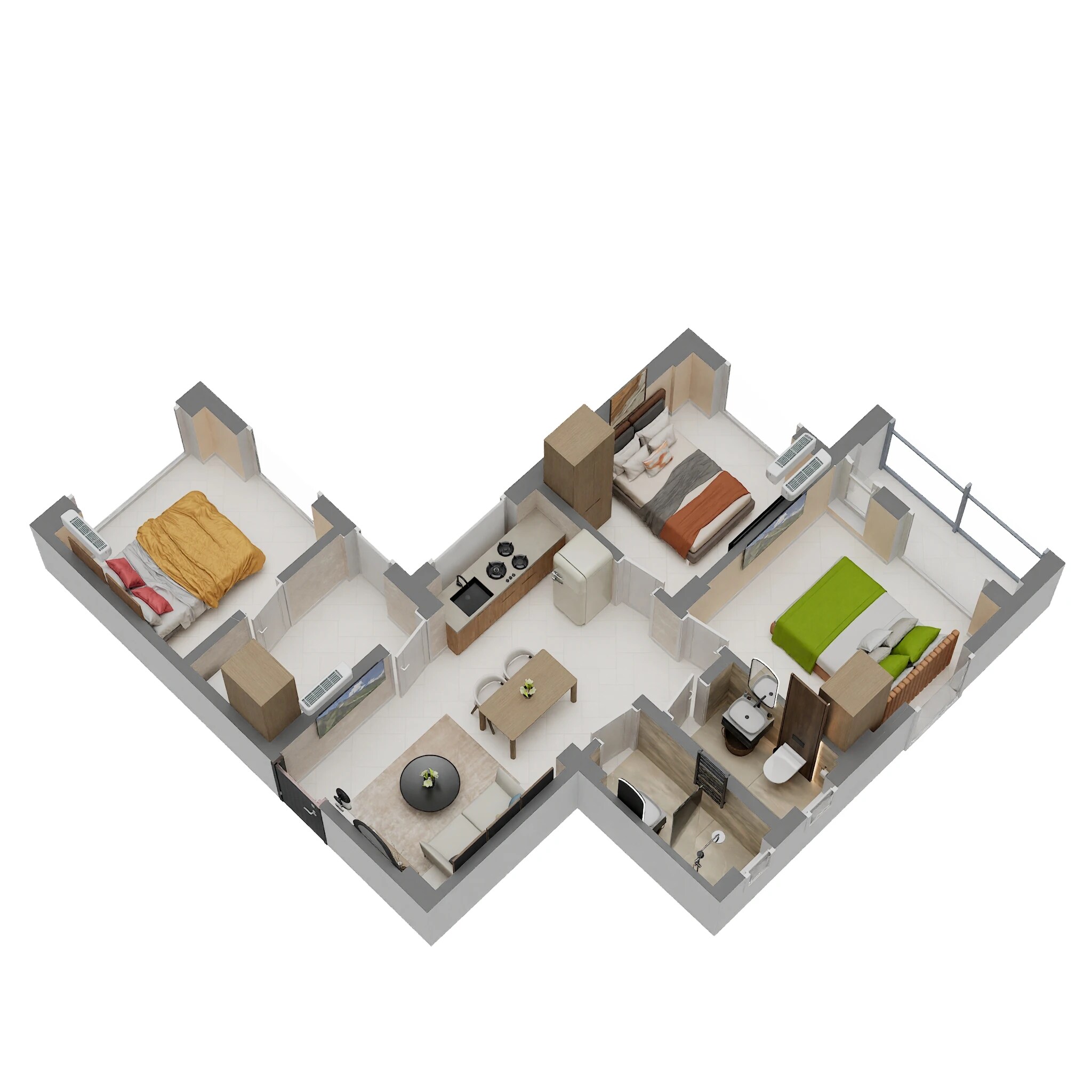 3 BHK 980 Sq. Ft. Apartment