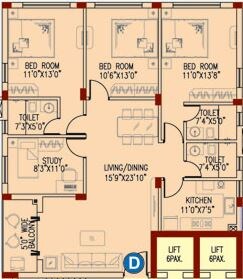 3 BHK 1835 Sq. Ft. Apartment
