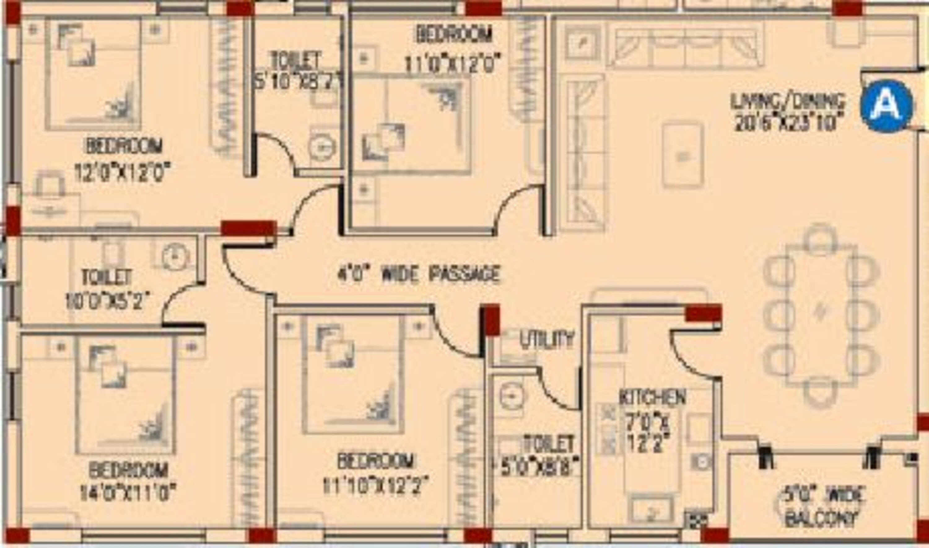 space club town gateway apartment 4bhk 2170sqft