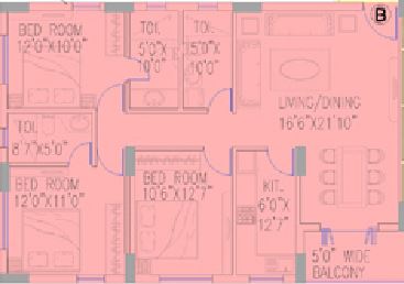 Space Club Town Heights 3 BHK Layout