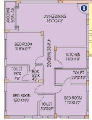 2 BHK 1657 Sq. Ft. Apartment in Space Club Town Riverdale