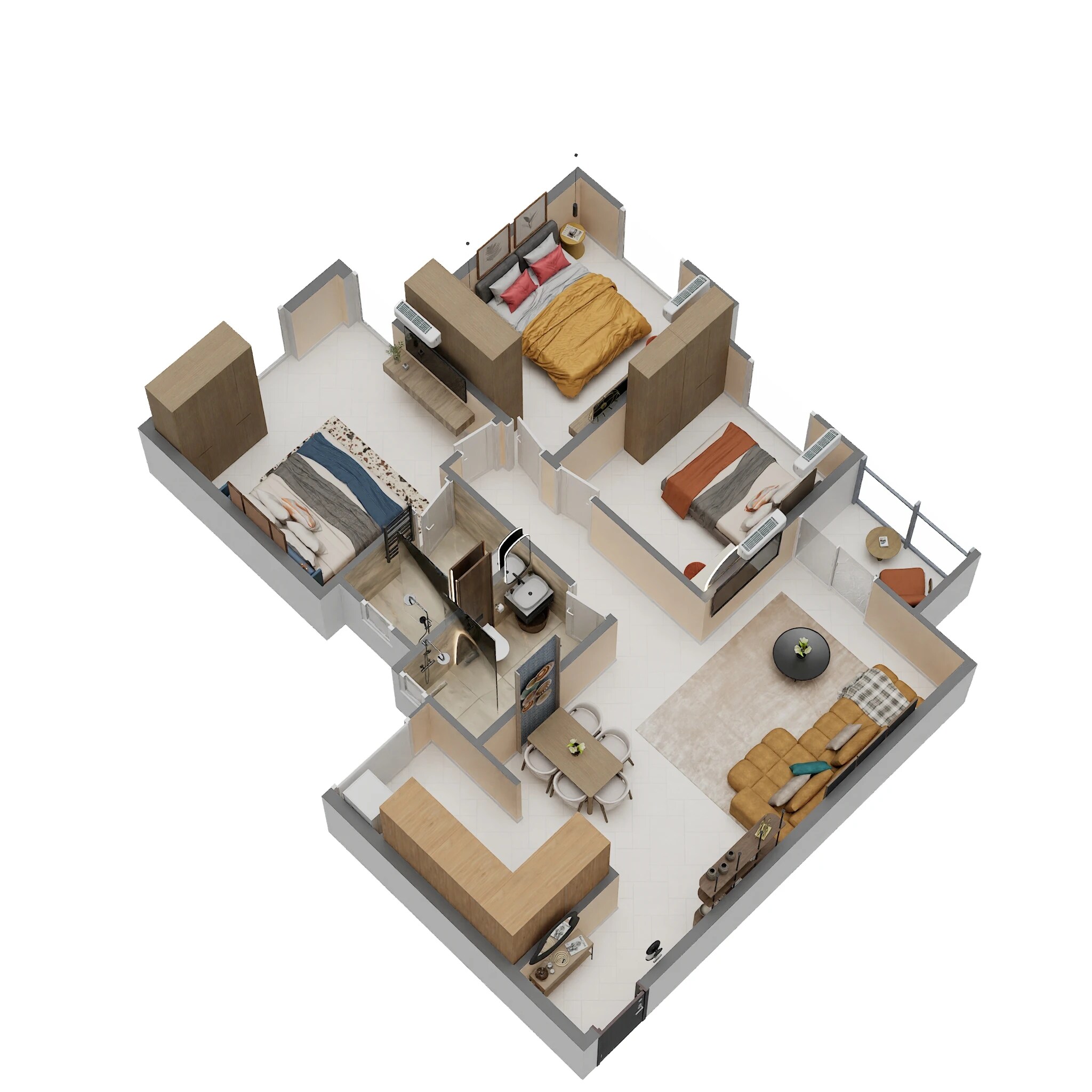 3 BHK 861 Sq. Ft. Apartment