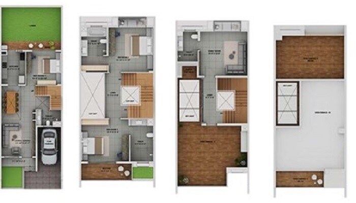 Floor plan of 4 BHK 3009 Sq. Ft. Villa in Srijan Botanica, Kolkata