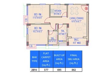  2 BHK Apartment at Srijan Eternia, Madhyamgram – for Rent