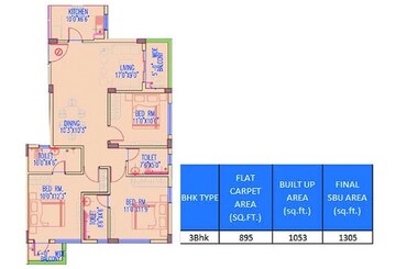  3 BHK Apartment at Srijan Eternia, Madhyamgram – for Sale