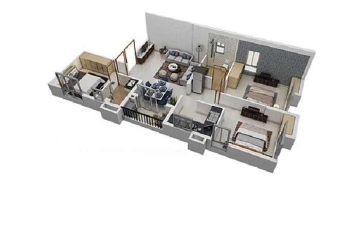 3 BHK 1212 Sq. Ft. Apartment