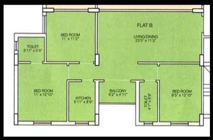 Floor plan of 3 BHK 1285 Sq. Ft. Apartment in Sugam Park, Kolkata