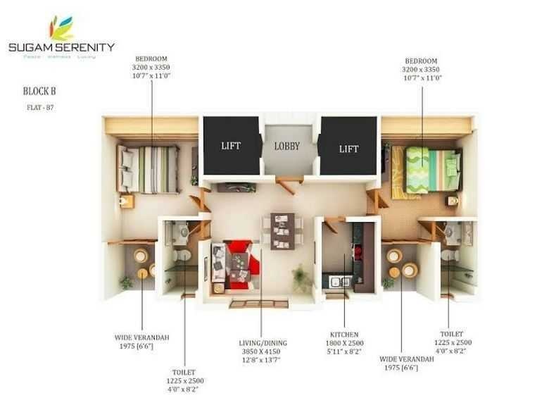 2 BHK 979 Sq. Ft. Apartment in Sugam Serenity