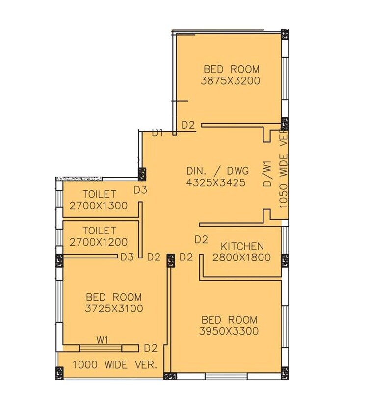 3 BHK 1266 Sq. Ft. Apartment
