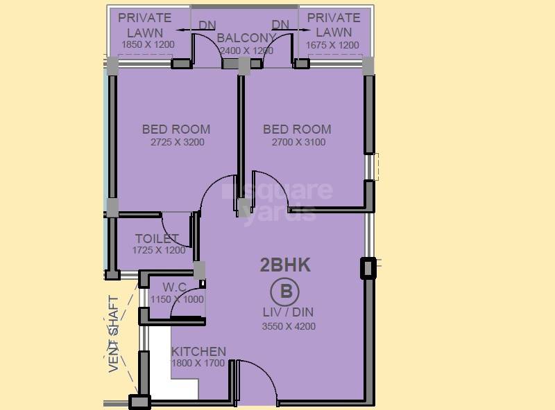 2 BHK 737 Sq. Ft. Apartment