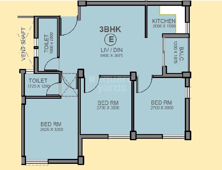3 BHK 835 Sq. Ft. Apartment