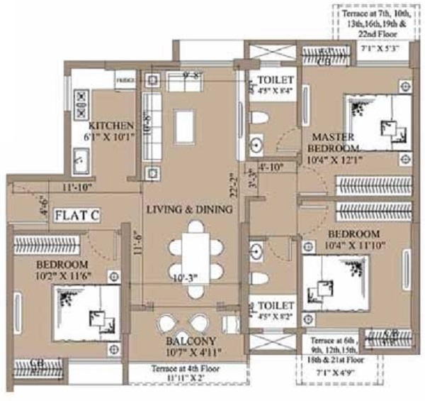 3 BHK 1347 Sq. Ft. Apartment in Swastik La Mirada