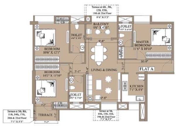 3 BHK 1396 Sq. Ft. Apartment
