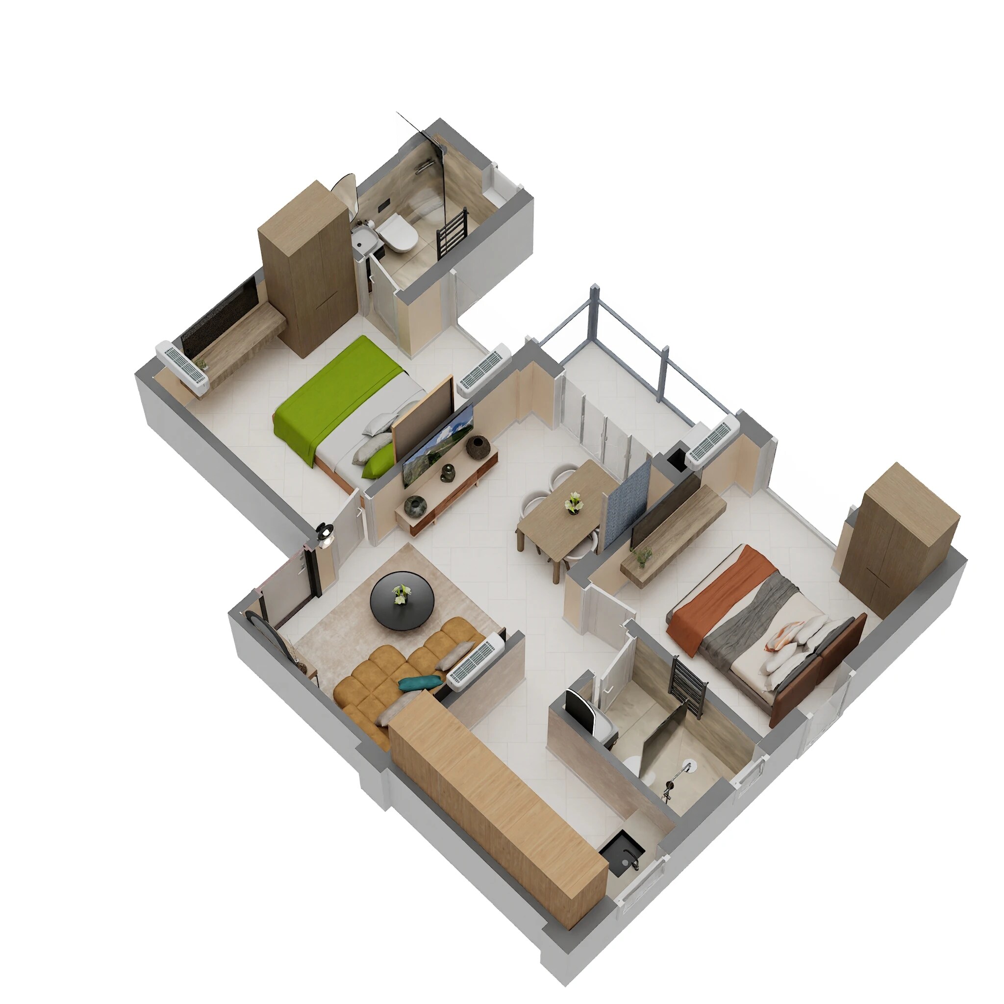 Floor plan of 2 BHK 890 Sq. Ft. Apartment in Symphony Proxima, Kolkata