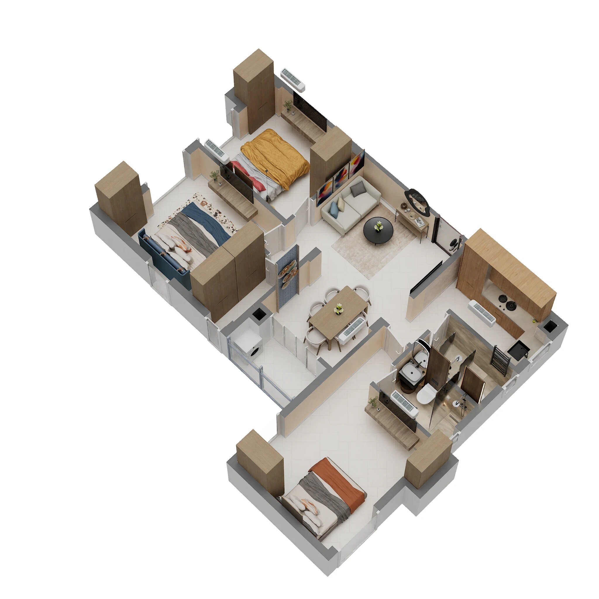 3 BHK 1280 Sq. Ft. Apartment