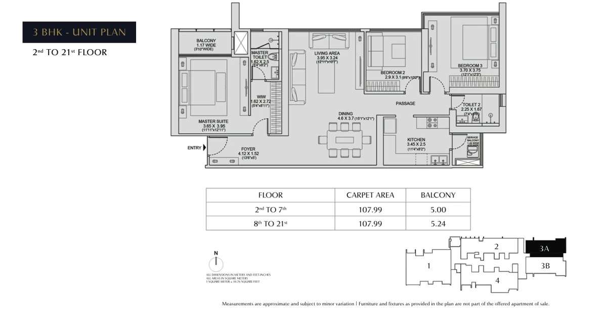 3 BHK 1162 Sq. Ft. Apartment in Tata 88 East